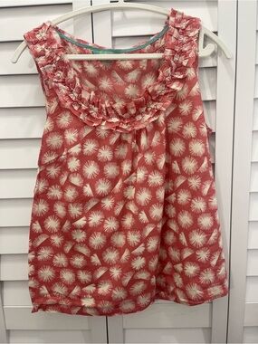 Boden Women’s Ruffled Sleeveless Coral Print Women's Top